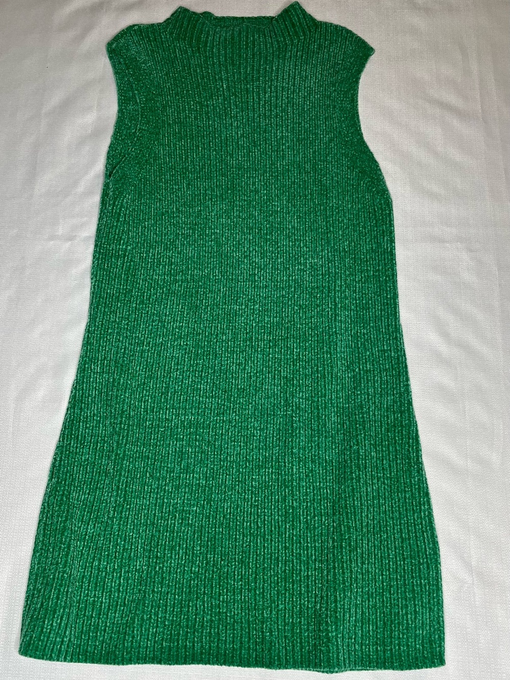 Lovers + Friends Chenille Kelly Green Ribbed Sweater Dress Mock Neck Cozy Chic